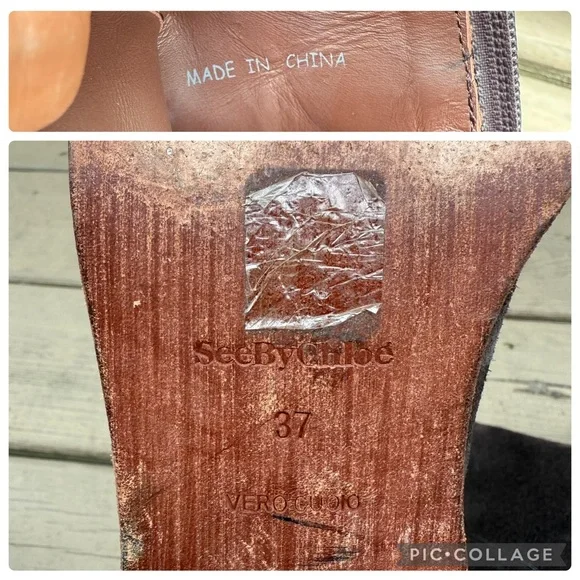 See by Chloe suede Louise ankle booties in Dark Brown size 37 - Picture 15 of 16